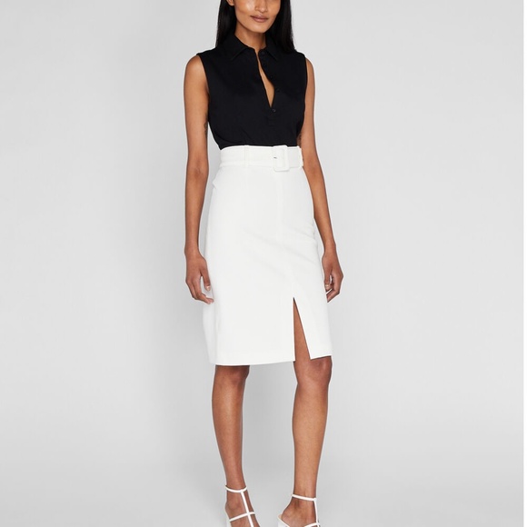 Piqué Belted Skirt - Brand New - NEVER WORN - Blanc De Blanc
